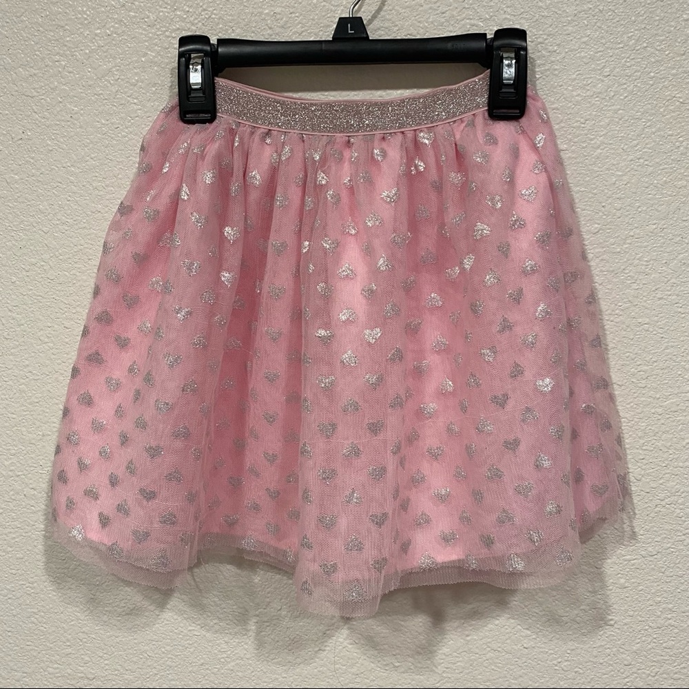 Kids The Children's Place Girls Pink Heart Glitter Mesh Tulle Skirt Size 12 L